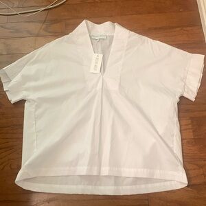 Brooke wright white poplin kimono pleat top
